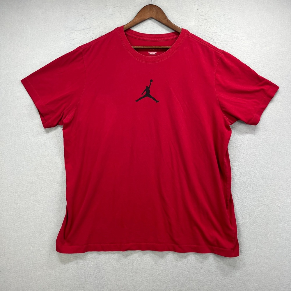 Jordan T Shirt Mens XXL Red Jumpman Logo Dri-Fit Short Sleeve Activewear Sporty
